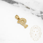 Pendentif - Or 10K jaune "P" style varsity pavé cz - PEG416