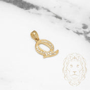 Pendant - 10K Gold "Q" varsity style with cz pavement - PEG417