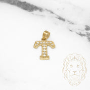 Pendant - 10K Yellow Gold "T" varsity style with cz pavement - PEG420