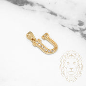 Pendant - 10K Yellow Gold "U" style varsity cz pavement - PEG421
