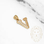 Pendant - 10K Yellow Gold "V" style varsity cz pavement - PEG422