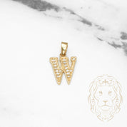 Pendant - 10K Yellow Gold "W" varsity style with cz pavement - PEG423