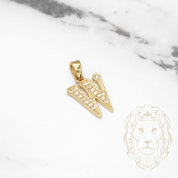 Pendant - 10K Yellow Gold "W" varsity style with cz pavement - PEG423