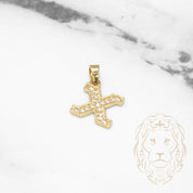 Pendant - 10K Yellow Gold "X" style varsity cz pavement - PEG424