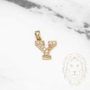 Pendant - 10K Yellow Gold "Y" varsity style with cz pavement - PEG425