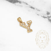 Pendant - 10K Yellow Gold "Y" varsity style with cz pavement - PEG425