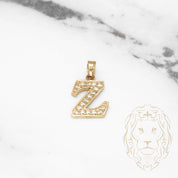 Pendant - 10K Yellow Gold "Z" style varsity cz pavement - PEG426