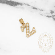 Pendant - 10K Yellow Gold "Z" style varsity cz pavement - PEG426