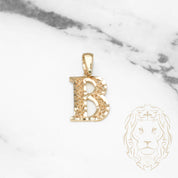 Pendant - 10K Yellow Gold "B" Swirl & Diamond Cut - PEG428