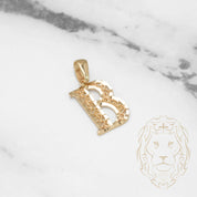 Pendant - 10K Yellow Gold "B" Swirl & Diamond Cut - PEG428