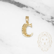 Pendant - 10K Yellow Gold "C" Swirl & Diamond Cut - PEG429