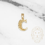 Pendant - 10K Yellow Gold "C" Swirl & Diamond Cut - PEG429