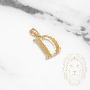Pendant - 10K Yellow Gold "D" Swirl & Diamond Cut - PEG430