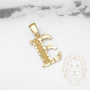 Pendant - 10K Yellow Gold "E" Swirl & Diamond Cut - PEG431