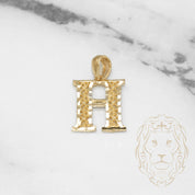 Pendant - 10K Yellow Gold "H" Swirl & Diamond Cut - PEG434