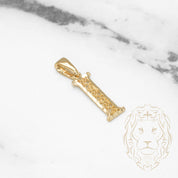 Pendant - 10K Yellow Gold "I" Swirl & Diamond Cut - PEG435