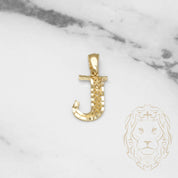 Pendant - 10K Yellow Gold "J" Swirl & Diamond Cut - PEG436