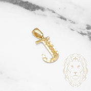 Pendant - 10K Yellow Gold "J" Swirl & Diamond Cut - PEG436