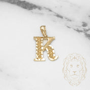 Pendentif - Or 10K jaune "K" motif tourbillon & coupe diamant - PEG437