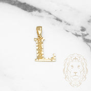 Pendant - 10K Yellow Gold "L" Swirl & Diamond Cut - PEG438