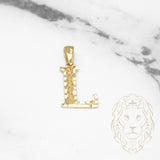 Pendant - 10K Yellow Gold "L" Swirl & Diamond Cut - PEG438