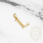 Pendant - 10K Yellow Gold "L" Swirl & Diamond Cut - PEG438