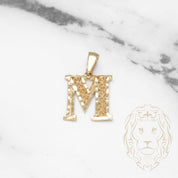 Pendant - 10K Yellow Gold "M" Swirl & Diamond Cut - PEG439