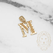 Pendant - 10K Yellow Gold "M" Swirl & Diamond Cut - PEG439