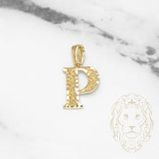 Pendant - 10K Yellow Gold "P" Swirl & Diamond Cut - PEG442