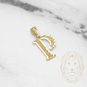 Pendant - 10K Yellow Gold "P" Swirl & Diamond Cut - PEG442