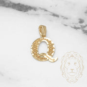 Pendant - 10K Yellow Gold "Q" Swirl & Diamond Cut - PEG443