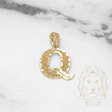 Pendant - 10K Yellow Gold "Q" Swirl & Diamond Cut - PEG443