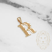 Pendant - 10K Yellow Gold "R" Swirl & Diamond Cut - PEG444