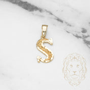 Pendentif - Or 10K jaune "S" motif tourbillon & coupe diamant - PEG445