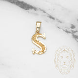 Pendentif - Or 10K jaune "S" motif tourbillon & coupe diamant - PEG445