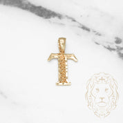 Pendant - 10K Yellow Gold "T" Swirl & Diamond Cut - PEG446