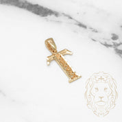 Pendant - 10K Yellow Gold "T" Swirl & Diamond Cut - PEG446