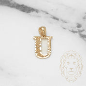 Pendant - 10K Yellow Gold "U" Swirl & Diamond Cut - PEG447