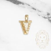 Pendant - 10K Yellow Gold "V" Swirl & Diamond Cut - PEG448