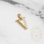 Pendant - 10K Yellow Gold "V" Swirl & Diamond Cut - PEG448