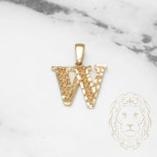 Pendant - 10K Yellow Gold "W" Swirl & Diamond Cut - PEG449