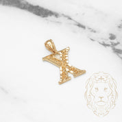 Pendant - 10K Yellow Gold "X" Swirl & Diamond Cut - PEG450