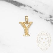 Pendentif - Or 10K jaune "Y" motif tourbillon & coupe diamant - PEG451