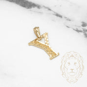 Pendentif - Or 10K jaune "Y" motif tourbillon & coupe diamant - PEG451