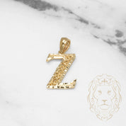 Pendant - 10K Yellow Gold "Z" Swirl & Diamond Cut - PEG452
