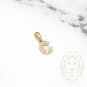 Pendentif - Or 10K jaune "C" mini pavé cz - PEG455