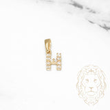 Pendentif - Or 10K jaune "H" mini pavé cz - PEG460