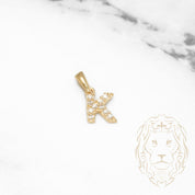 Pendentif - Or 10K jaune "K" mini pavé cz - PEG463