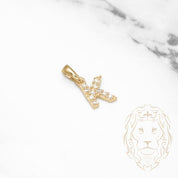 Pendentif - Or 10K jaune "K" mini pavé cz - PEG463