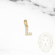 Pendant - 10K Yellow Gold "L" Mini Cz Pavement - PEG464
